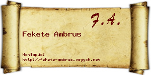 Fekete Ambrus névjegykártya